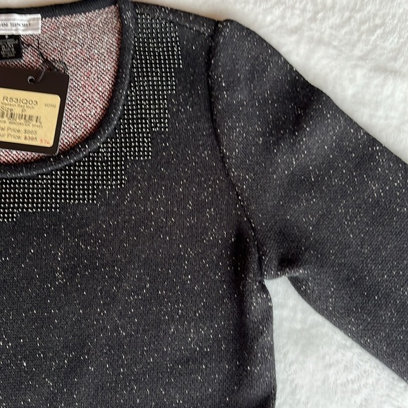St. John Sport Madison Red Multi women’s size P beaded scoop neck black sweater - Picture 6 of 16